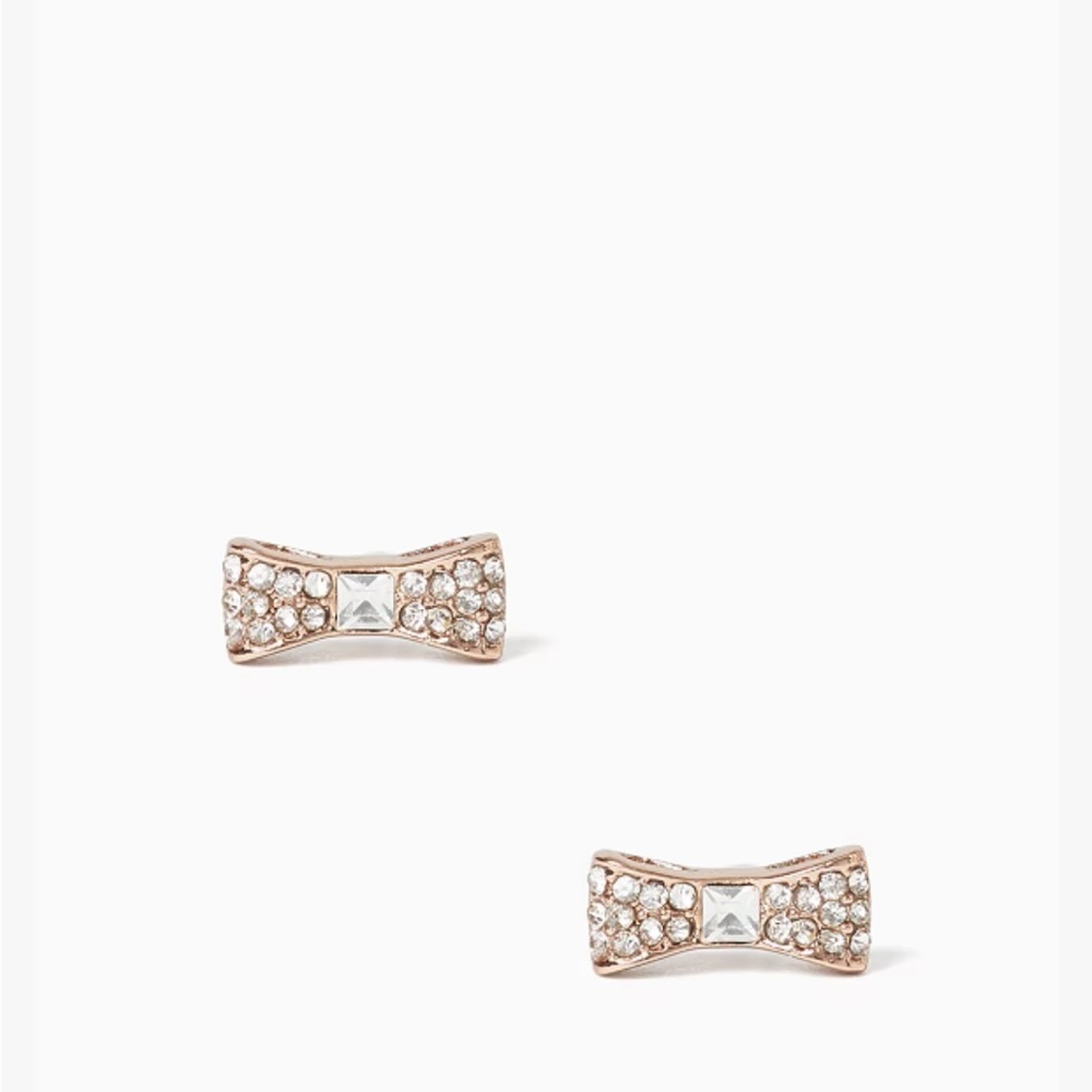 Kate Spade Bow Studs Ready Set Bow Pave Gold New in Dustbag
